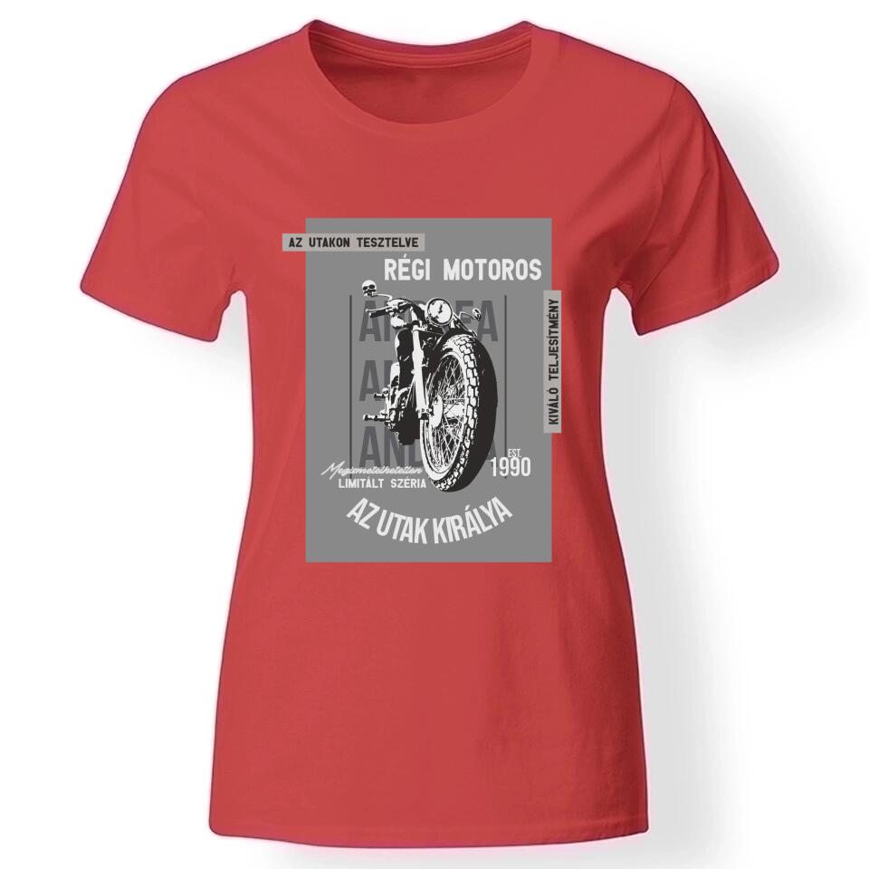 Az utak királya motoros női póló piros