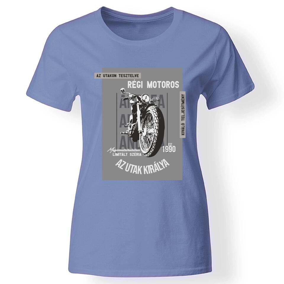 Az utak királya motoros női póló kék