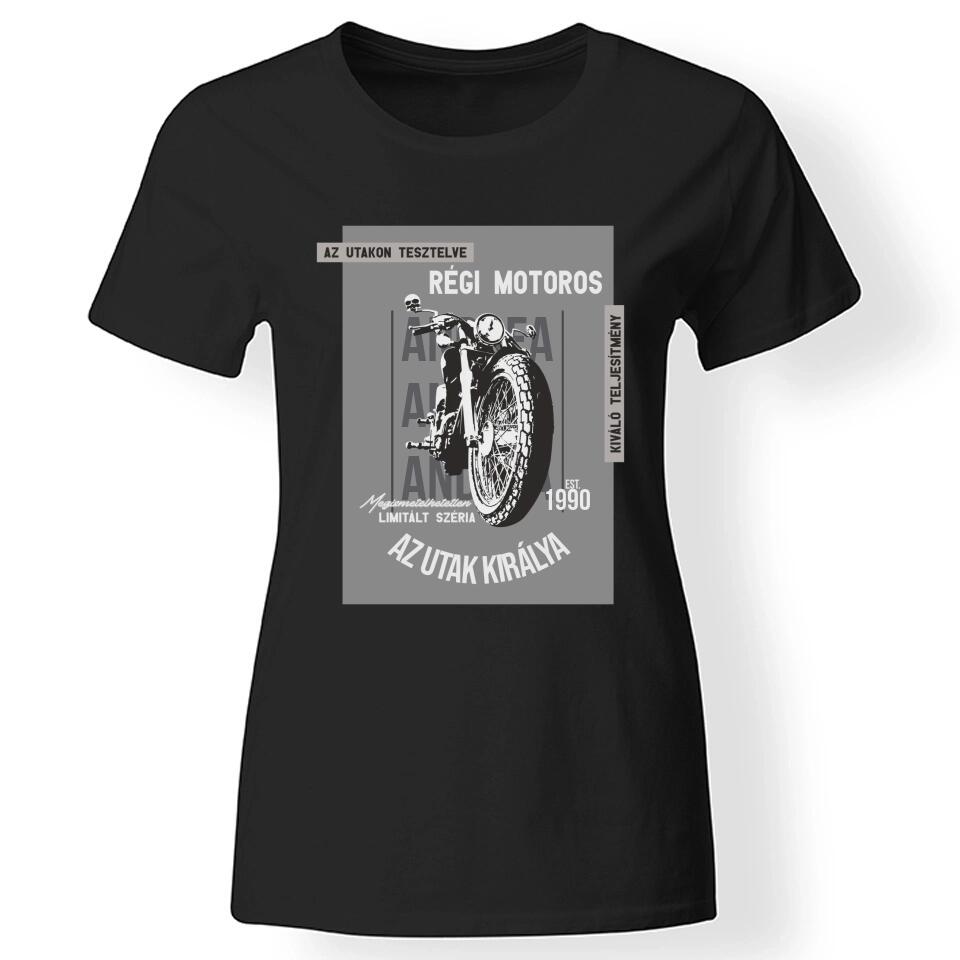 Az utak királya motoros női póló fekete