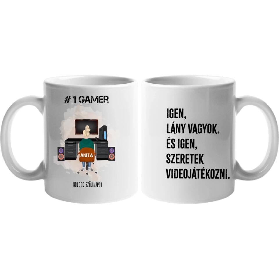 Gamer lányos ajándék bögre