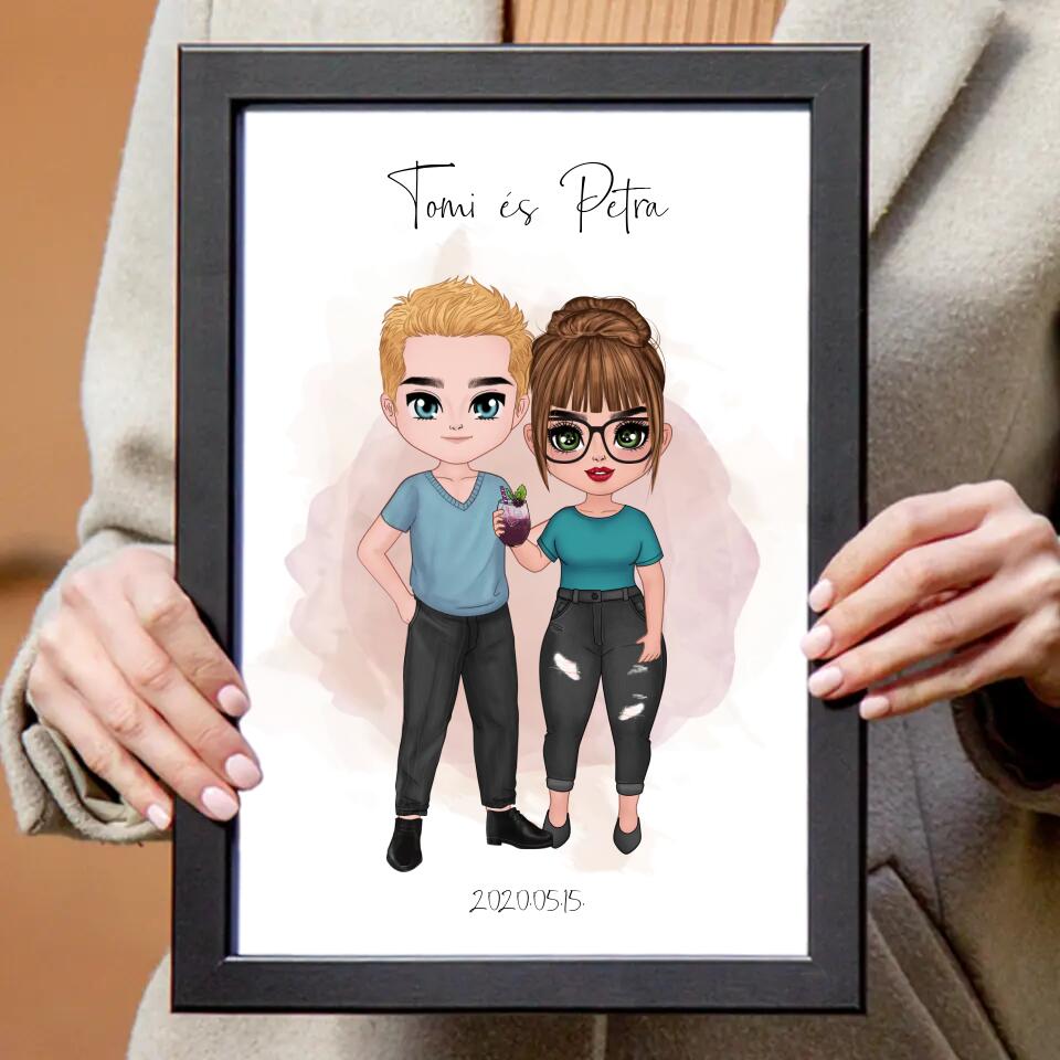 Egyedi cuki páros feliratos falikép