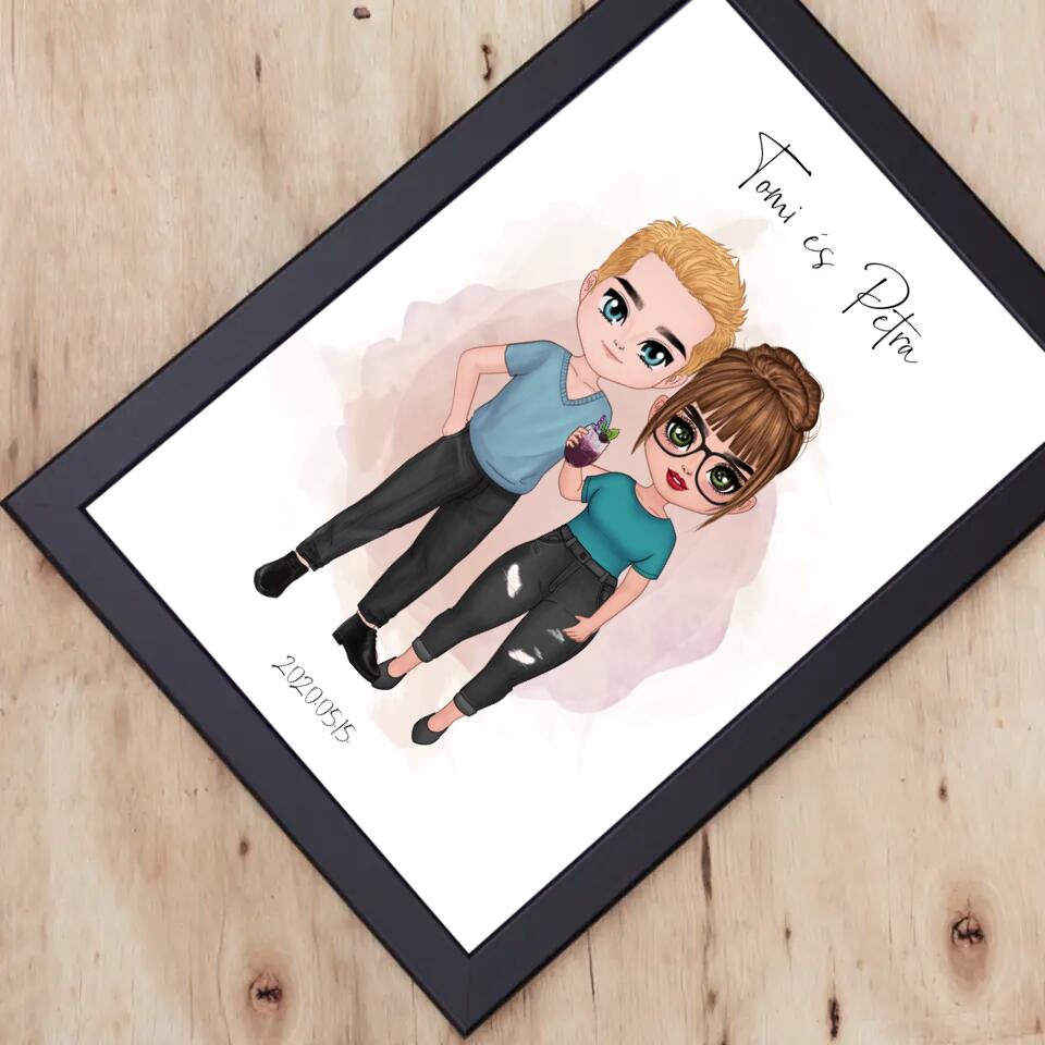 Egyedi cuki páros feliratos falikép