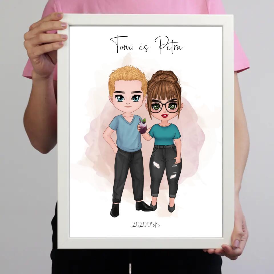 Egyedi cuki páros feliratos falikép