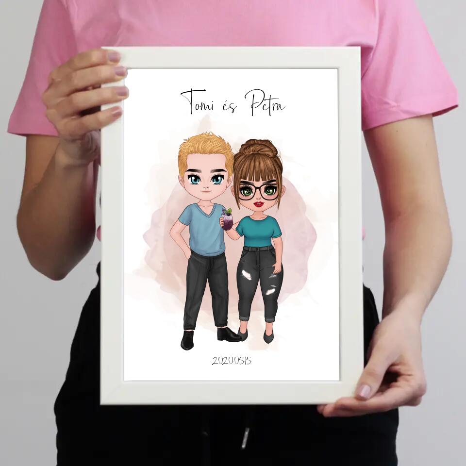 Egyedi cuki páros feliratos falikép