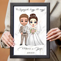 Cukifejű jegyespár falikép