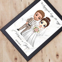 Cukifejű jegyespár falikép