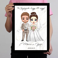 Cukifejű jegyespár falikép