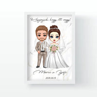 Cukifejű jegyespár falikép