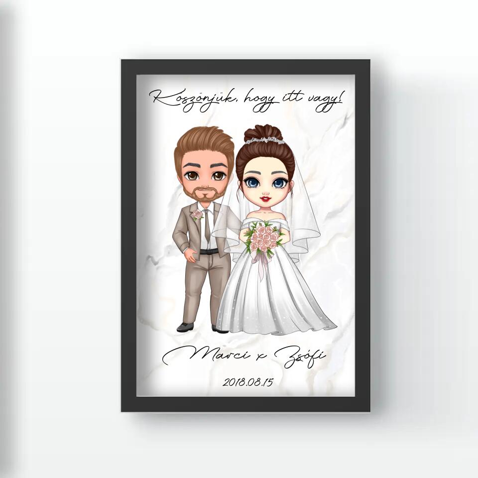 Cukifejű jegyespár falikép