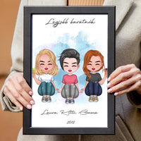 Csukottszemű 3 cuki barátnő falikép