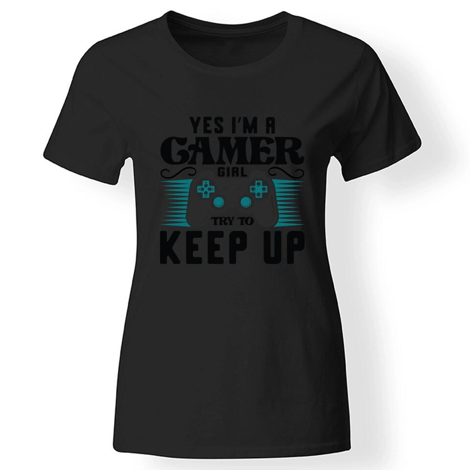 Gamer girl női póló fekete
