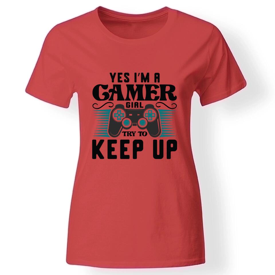 Gamer girl női póló piros