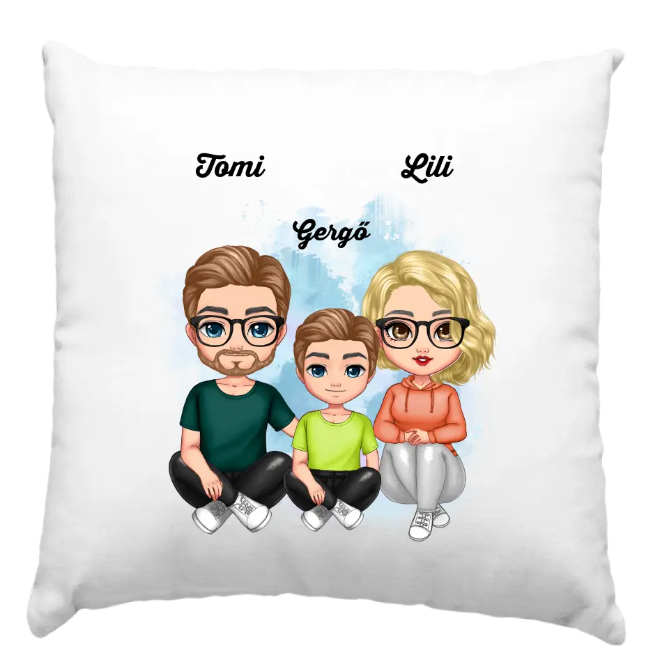 Cuki karakteres fiús család párna