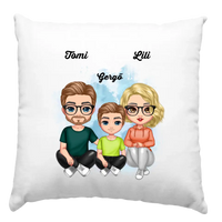 Cuki karakteres fiús család párna