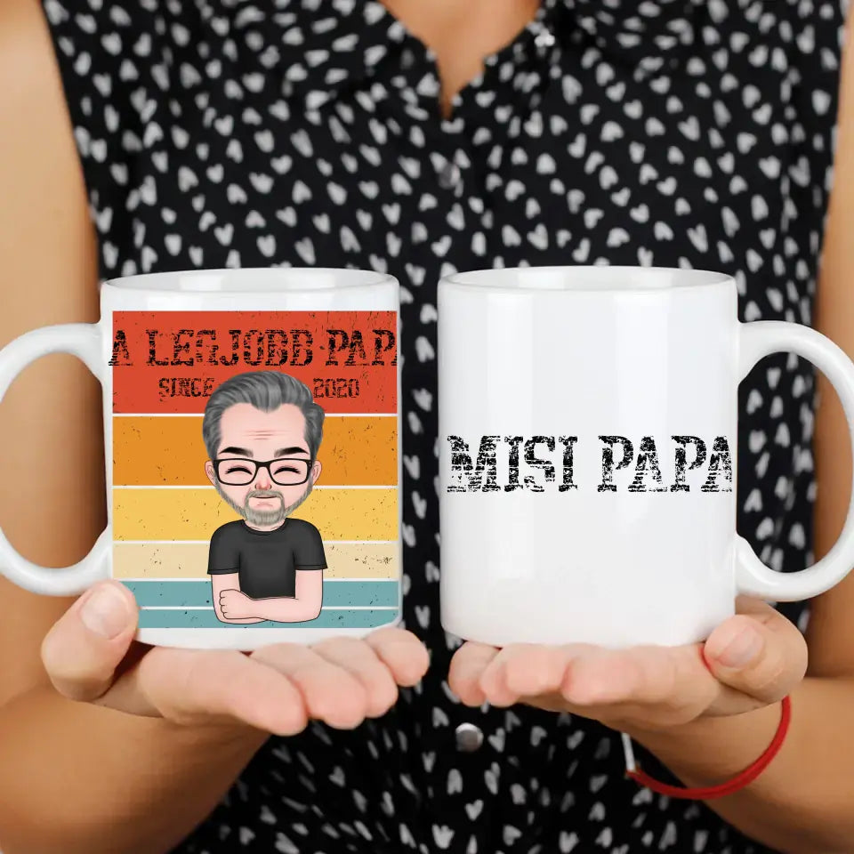 A legjobb Papa bögre szerkeszthető karakterekkel