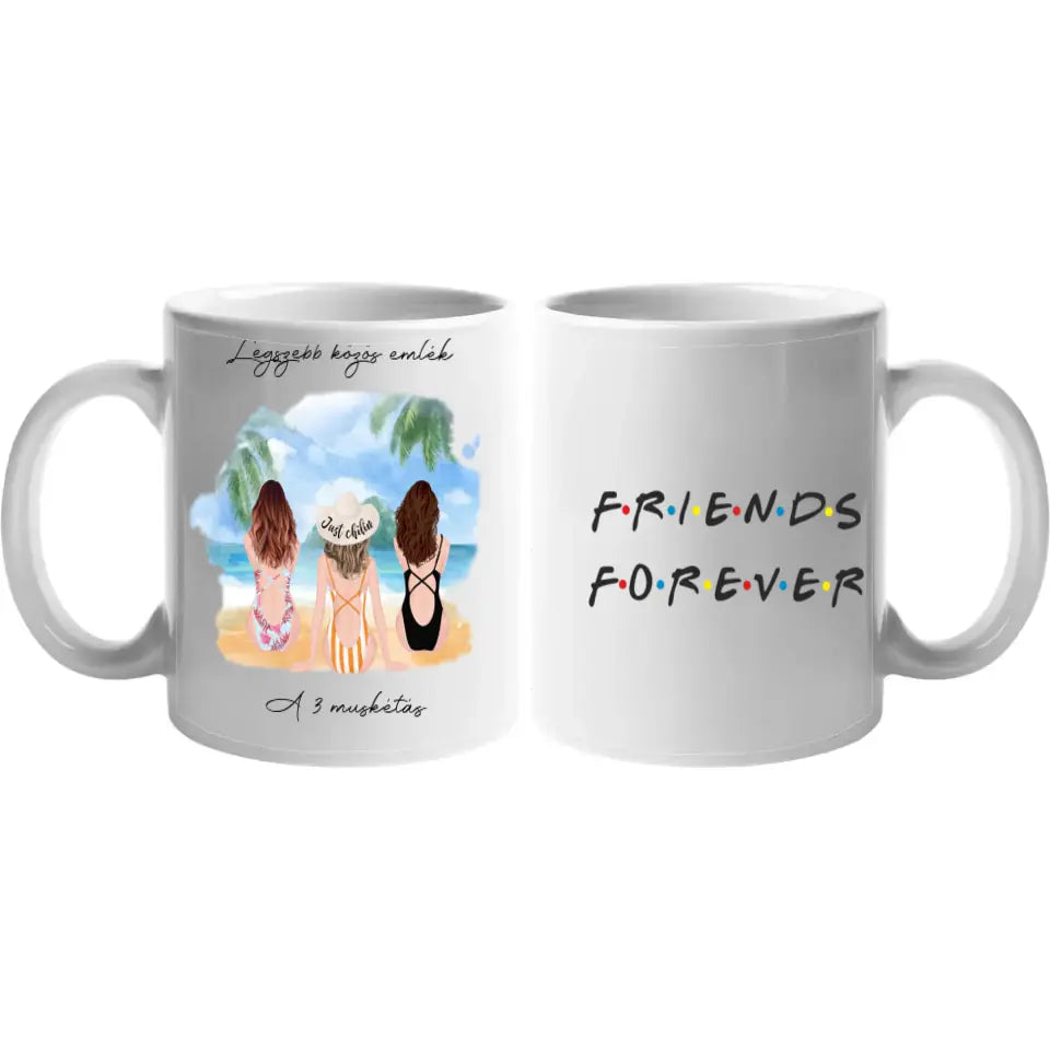 3 barátnő a tengerparton bögre