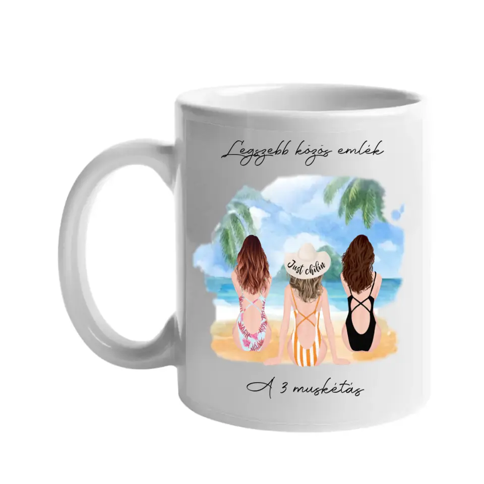 3 barátnő a tengerparton bögre