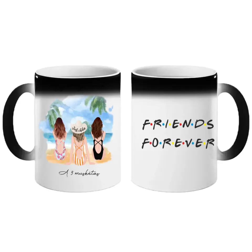 3 barátnő a tengerparton bögre