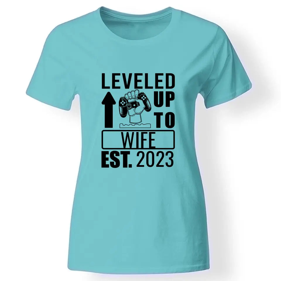 Level up gamer női póló felirattal türkiz