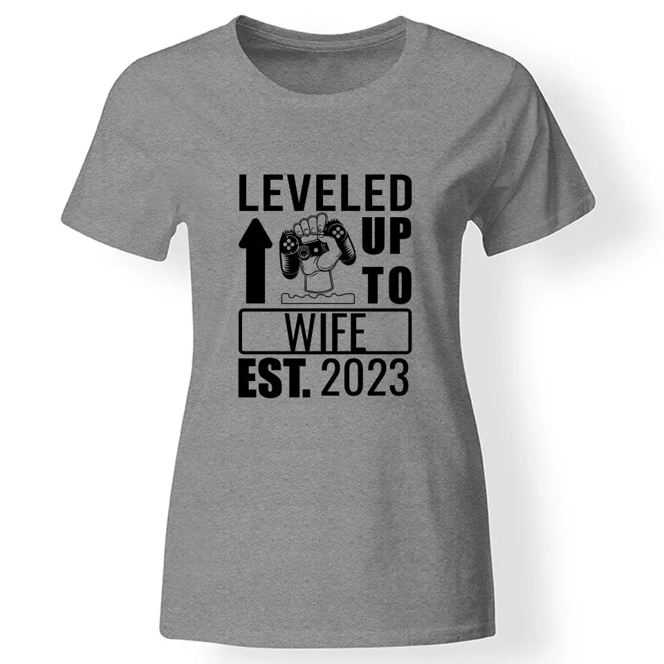 Level up gamer női póló felirattal szürke