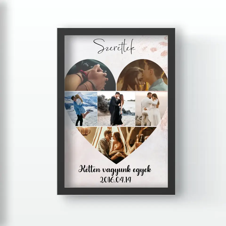 Szív montázs falikép felirattal