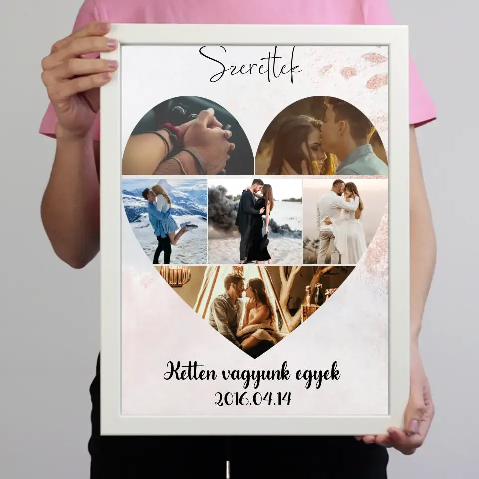 Szív montázs falikép felirattal