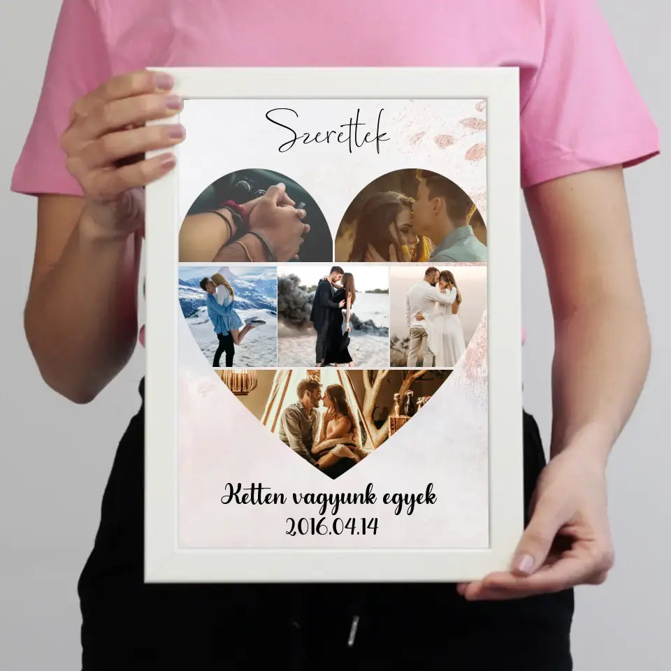 Szív montázs falikép felirattal