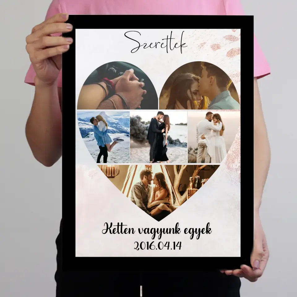 Szív montázs falikép felirattal