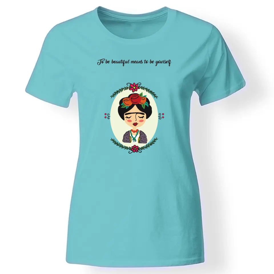 Frida Kahlo póló nőknek türkiz