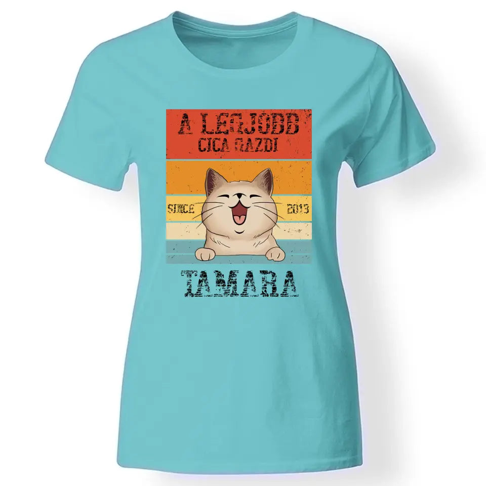 A legjobb cicagazdi egyedi női póló türkiz