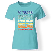 30-as szülinapi póló nőknek türkiz