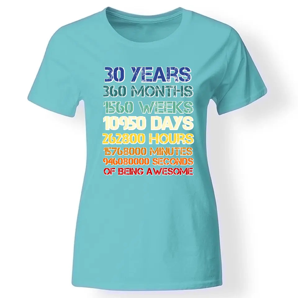 30-as szülinapi póló nőknek türkiz