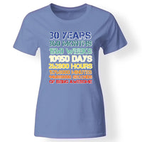 30-as szülinapi póló nőknek kék