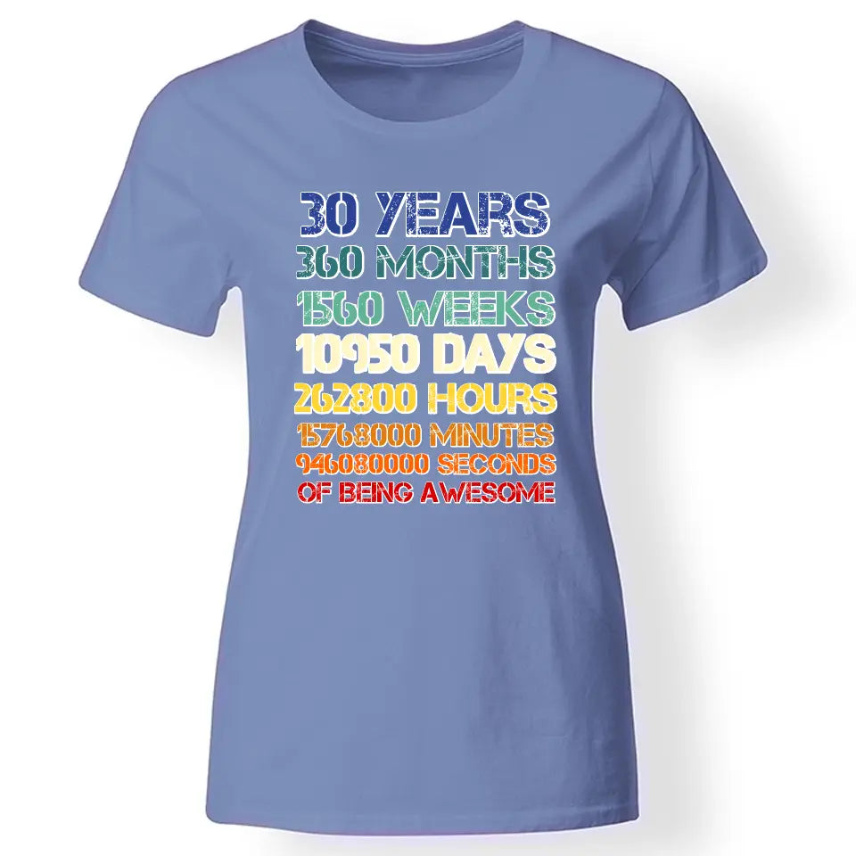 30-as szülinapi póló nőknek kék