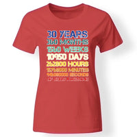 30-as szülinapi póló nőknek piros