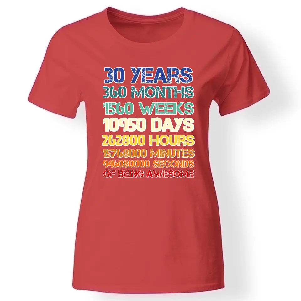 30-as szülinapi póló nőknek piros