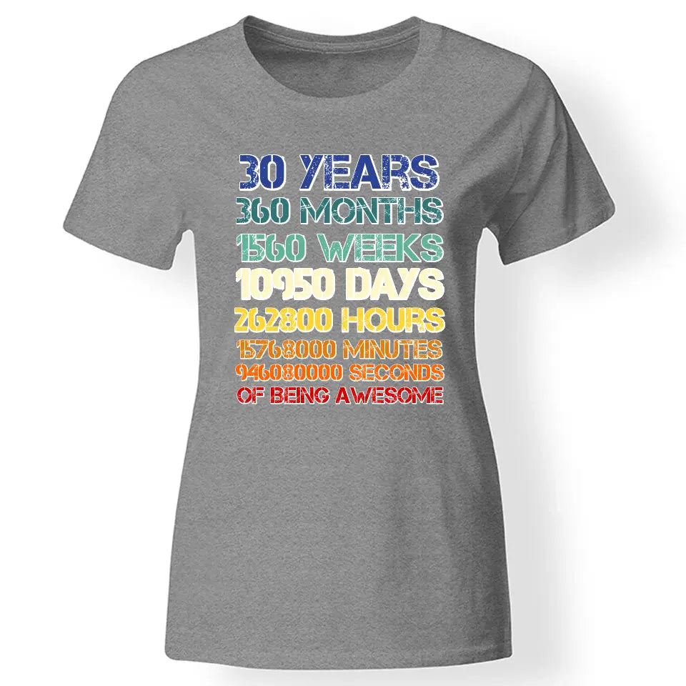 30-as szülinapi póló nőknek szürke