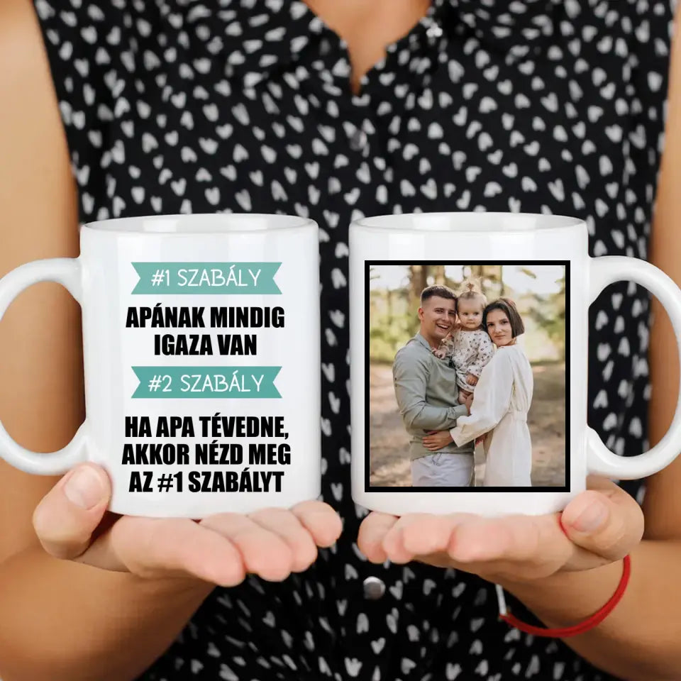 Apa szabályai vicces apák napi ajándék bögre