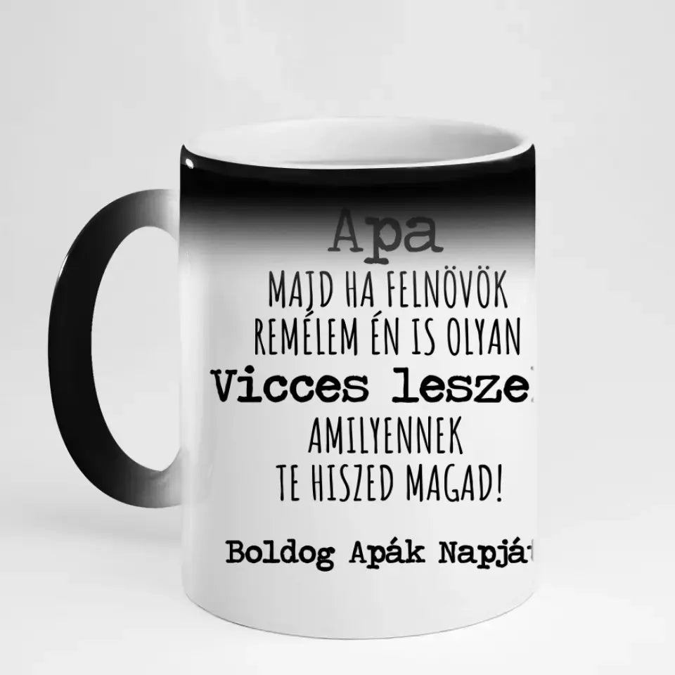 Vicces leszek egyedi képes apák napi bögre