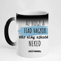 Vicces feliratos és egyedi képes Apák napi bögre fiús apáknak