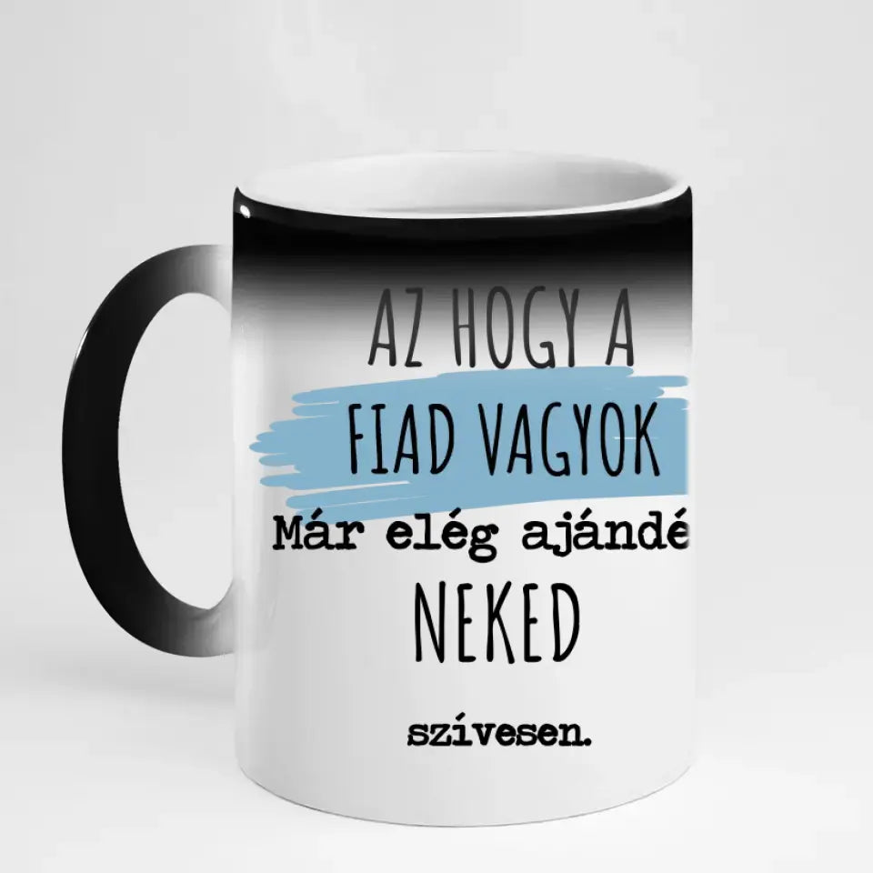 Vicces feliratos és egyedi képes Apák napi bögre fiús apáknak