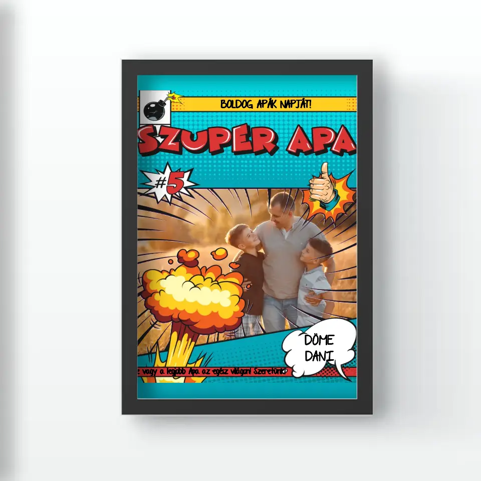 Apák napi ajándék ötlet Szuper Apás egyedi képes falikép
