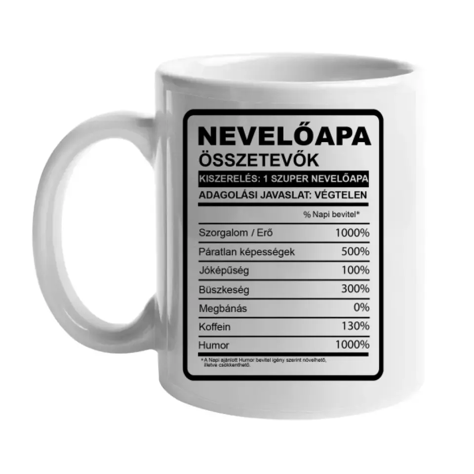 Nevelőapa összetevők bögre fényképpel