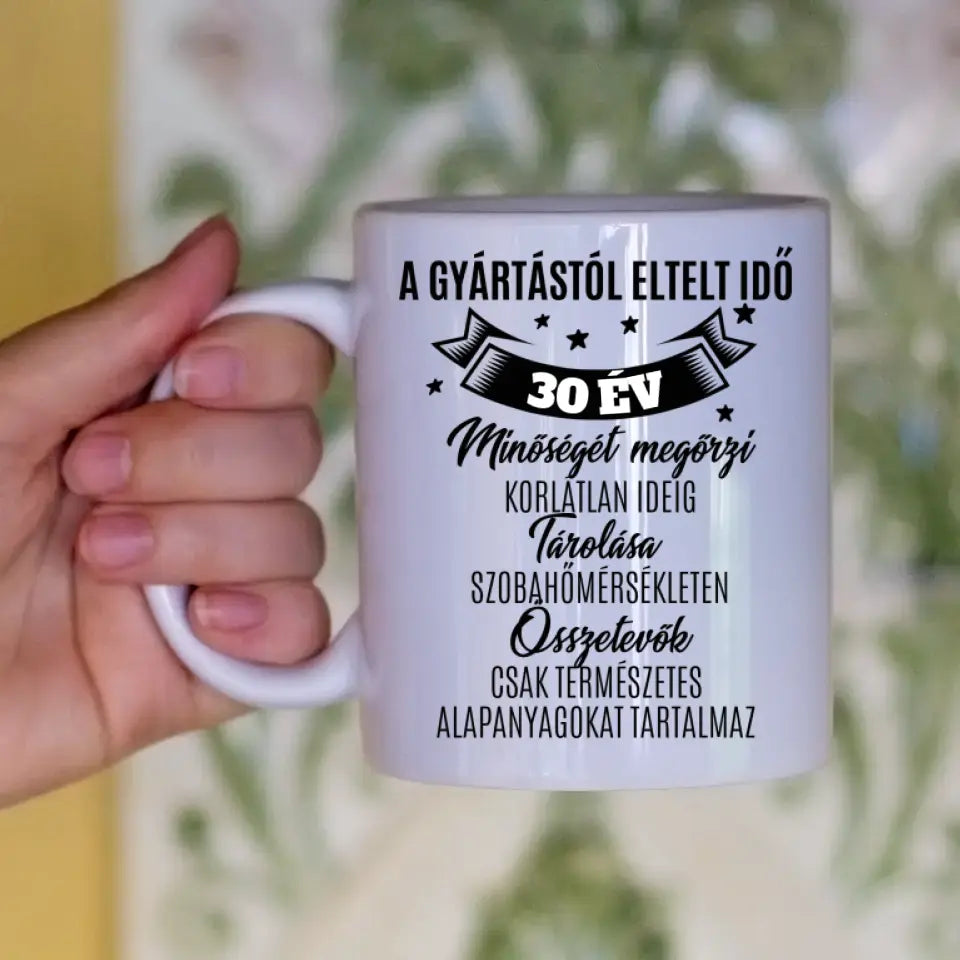 A gyártástól eltelt idő egyedi képes vicces szülinapi bögre