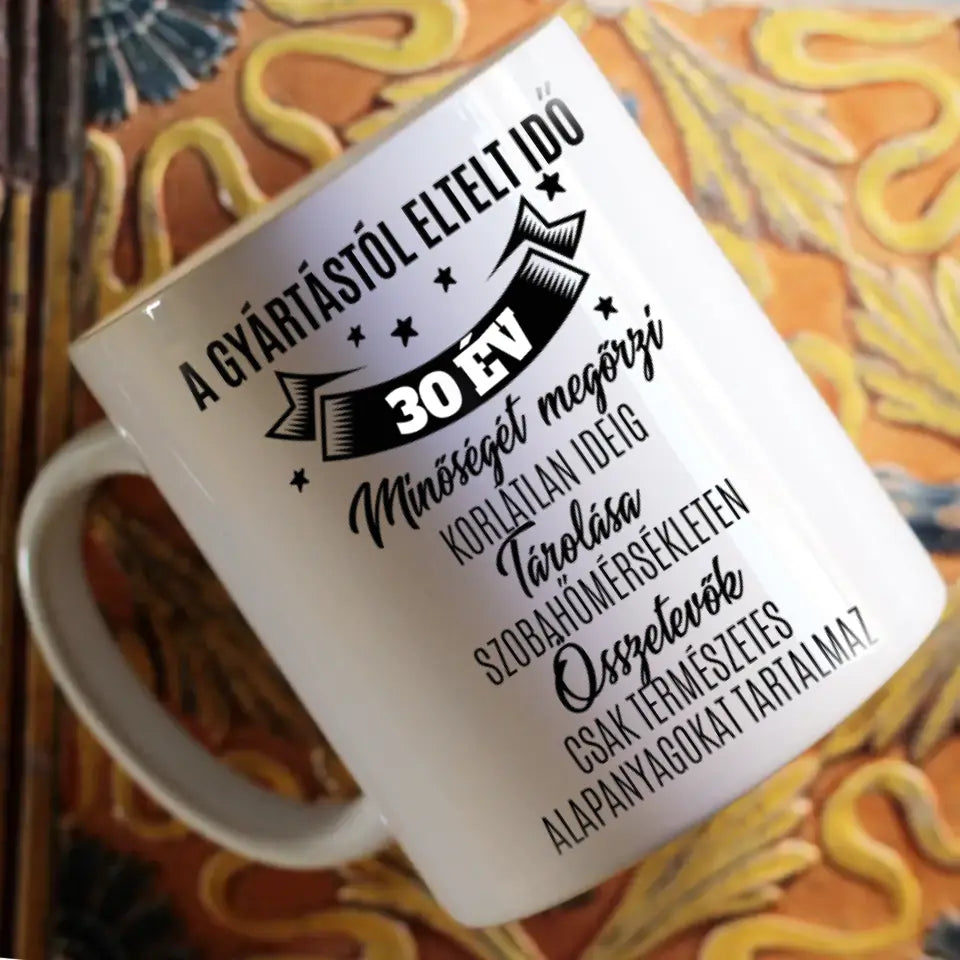 A gyártástól eltelt idő egyedi képes vicces szülinapi bögre