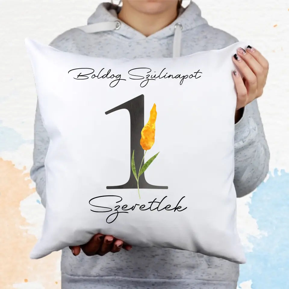 Szülinapi párna virágos számmal