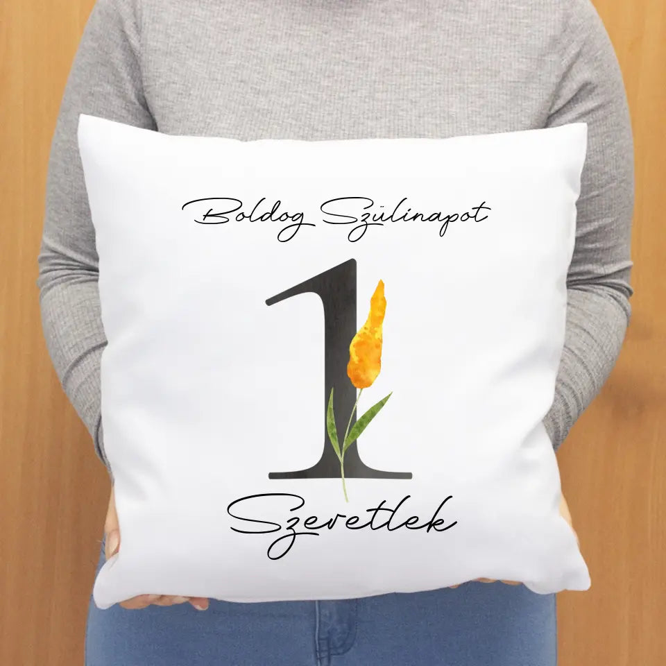 Szülinapi párna virágos számmal