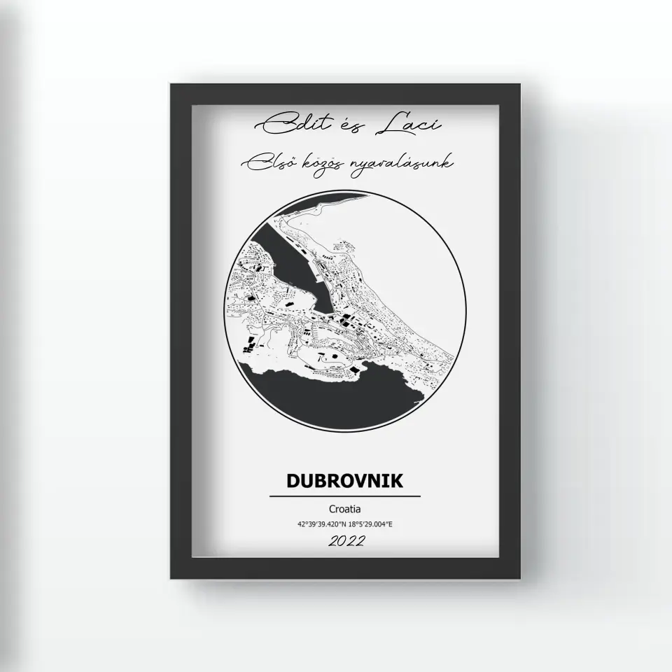 Emlékőrző várostérképes falikép