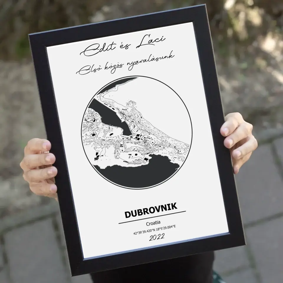 Emlékőrző várostérképes falikép