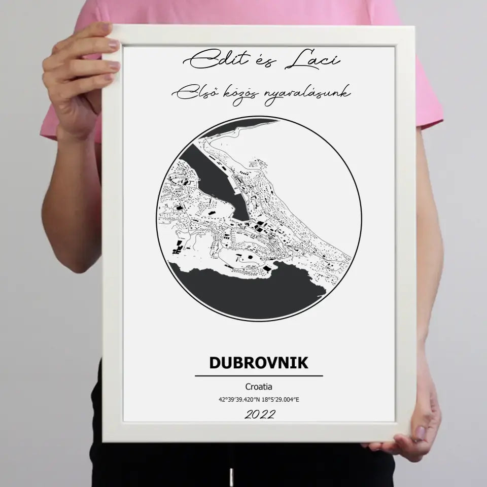 Emlékőrző várostérképes falikép